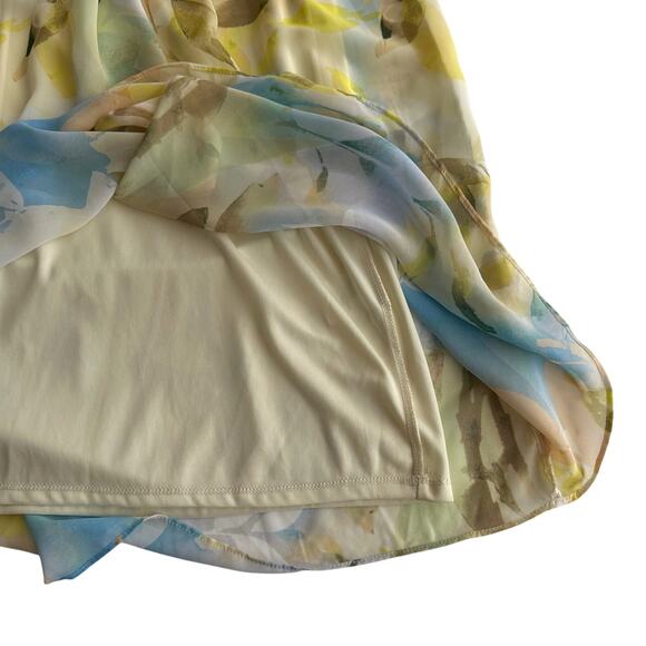 Laundry by Shelli Segal Floral Sheer Overlay Pastel Puff Sleeve Maxi Dress 6 - Picture 3 of 10